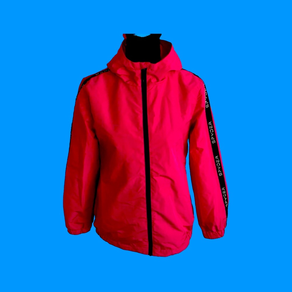 Spyder Full Zip Hooded Windbreaker Running Jacket Women's Pink Size L